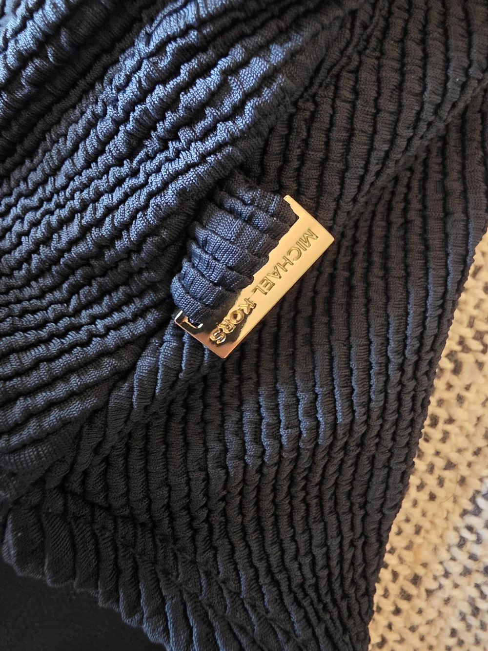 Michael Kors One-Shoulder Black Ribbed Swimsuit